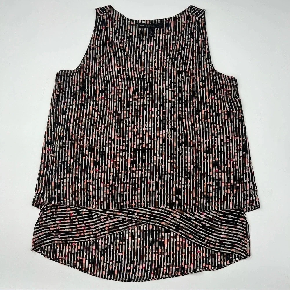 White House Black Market Asymmetrical Sleeveless Tunic Top Sz M - Picture 7 of 12